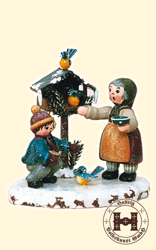 Winter child, bird feeding 9 cm