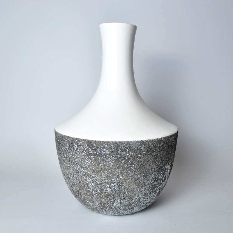 Vase 40 cm silver + white