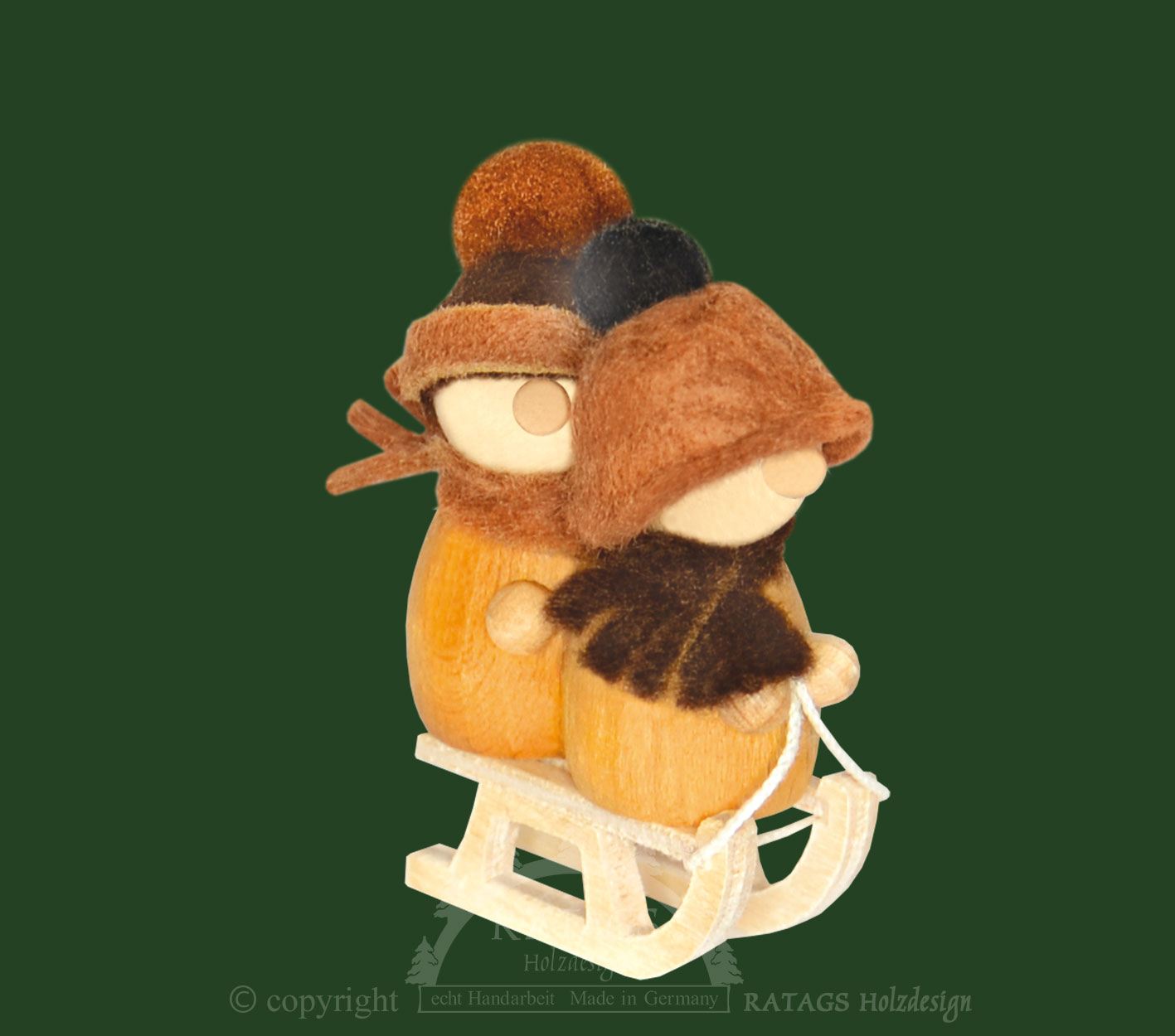 2 Mini-Mollis auf Schlitten, braun 2 Mini-Mollis auf Schlitten, braun