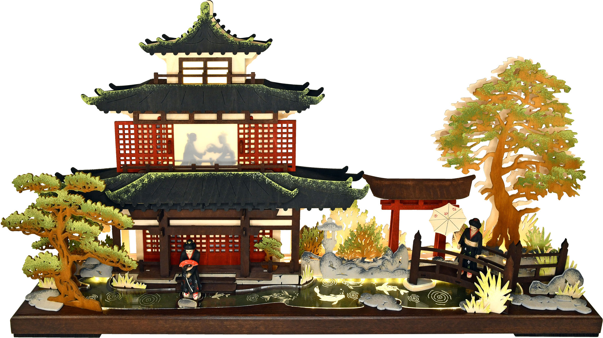 3D-Schwibbogen Japan, groß, USB, Bäume coloriert, LED-Stripe, Acrylglas 3D-Schwibbogen Japan, groß, USB, Bäume coloriert, LED-Stripe, Acrylglas