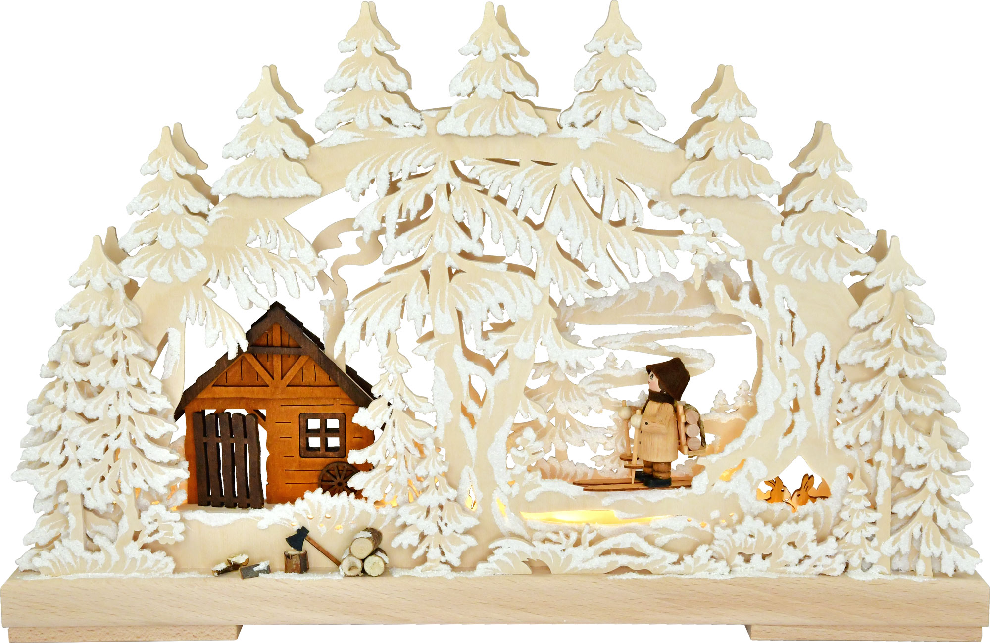 Arche lumineuse 3D petite, piste forestière, givre, USB intégré