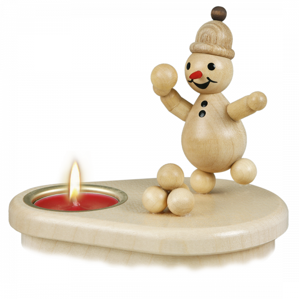 Schneemann-Leuchter, Junior, Schneeballw 1 Teelicht
