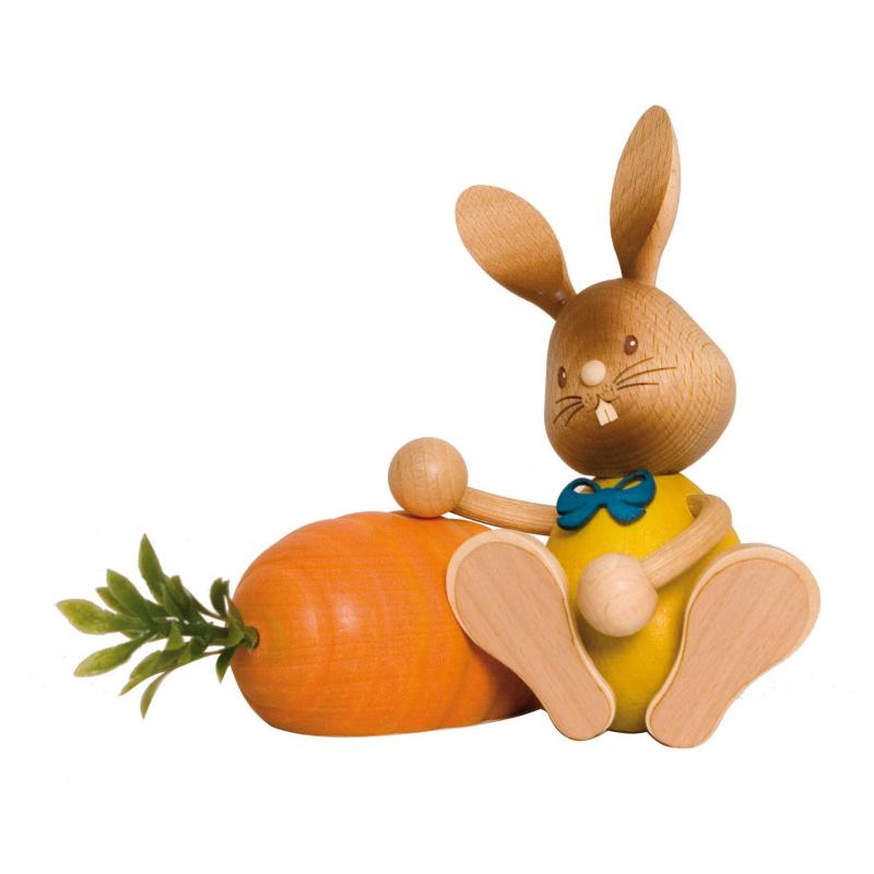 Easter bunny, Stupsi bunny with carrot, approx. 12 cm