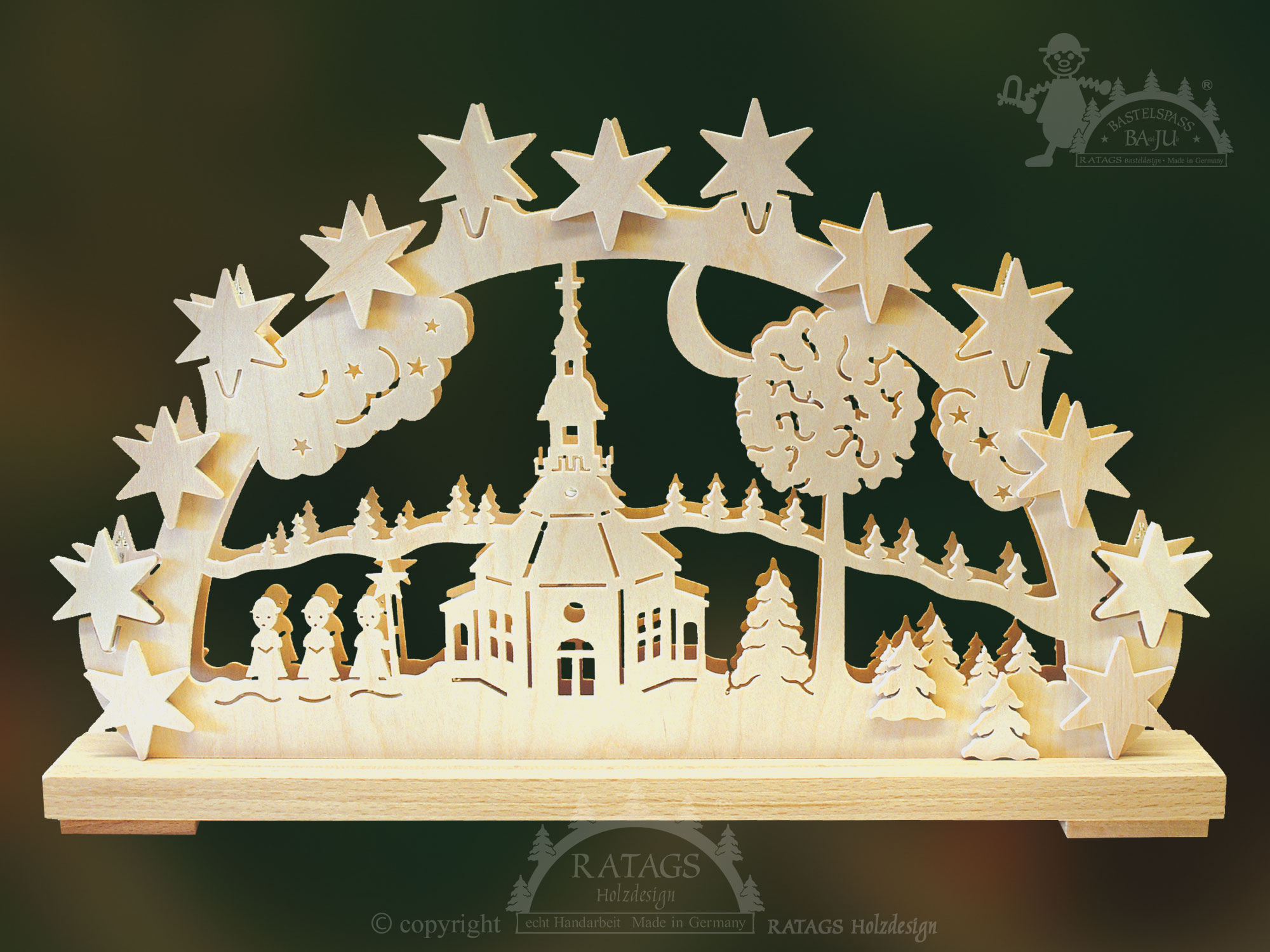 Schwibbogen zum Basteln, klein, Seiffner Kirche