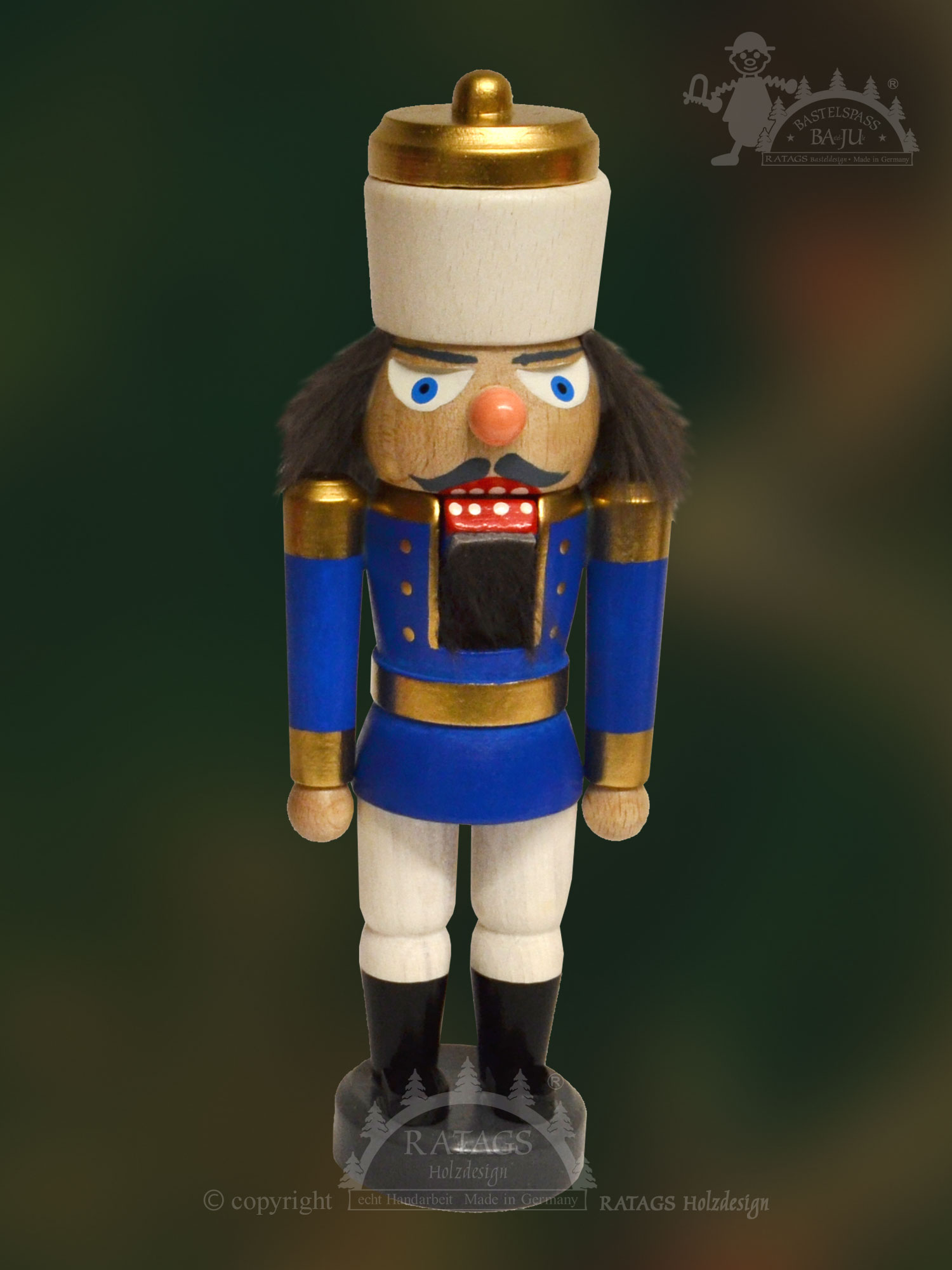 Nutcracker for crafting, king motif, blue