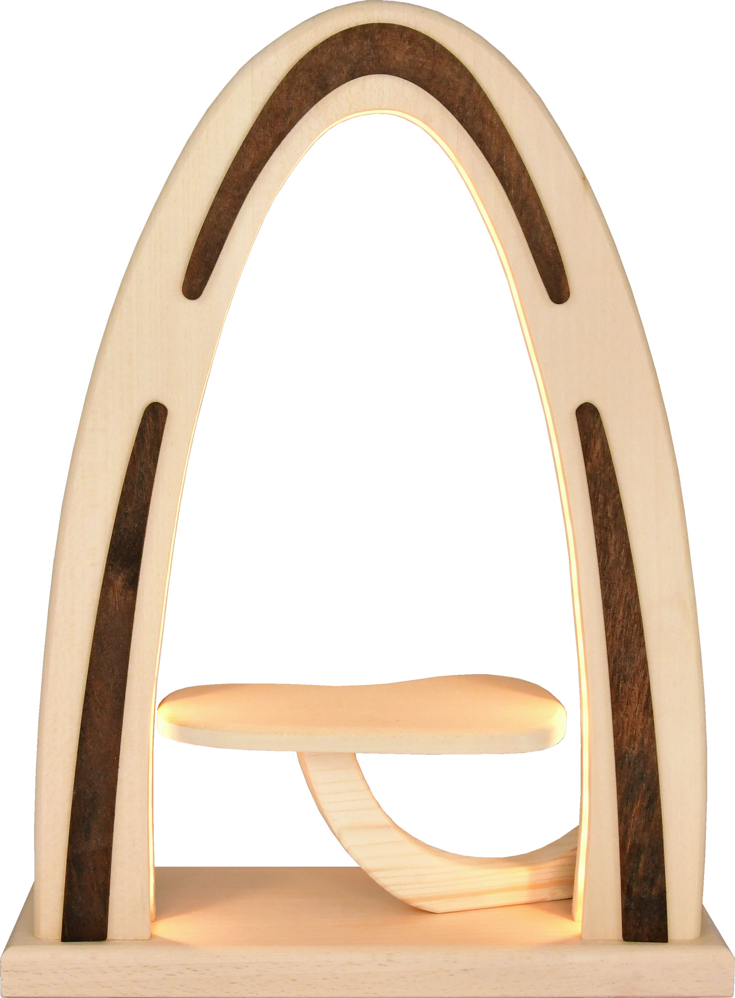 Arco de madera maciza, sin decorar, marrón