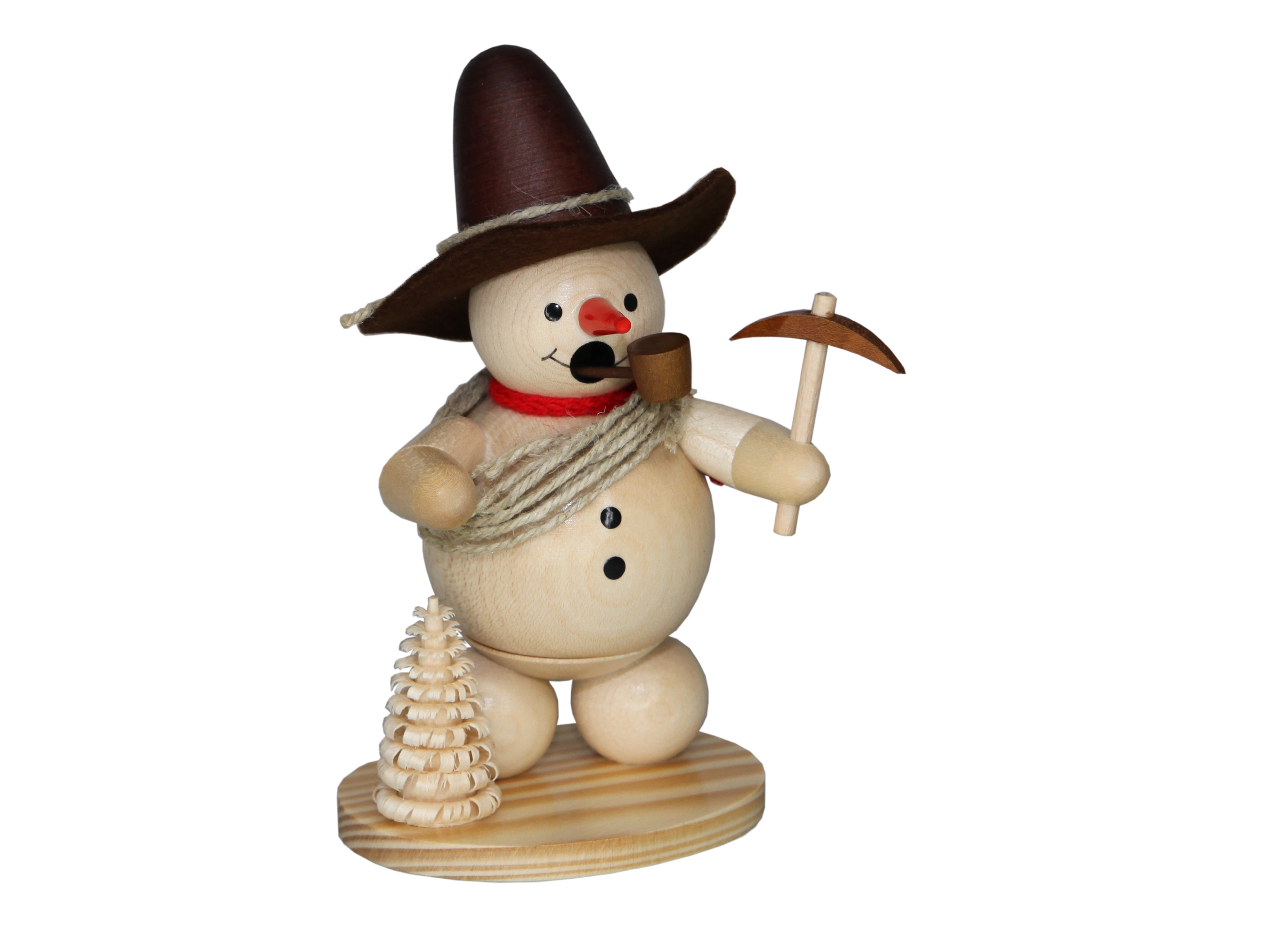 Räuchermann, Schneemann mit Eispickel natur