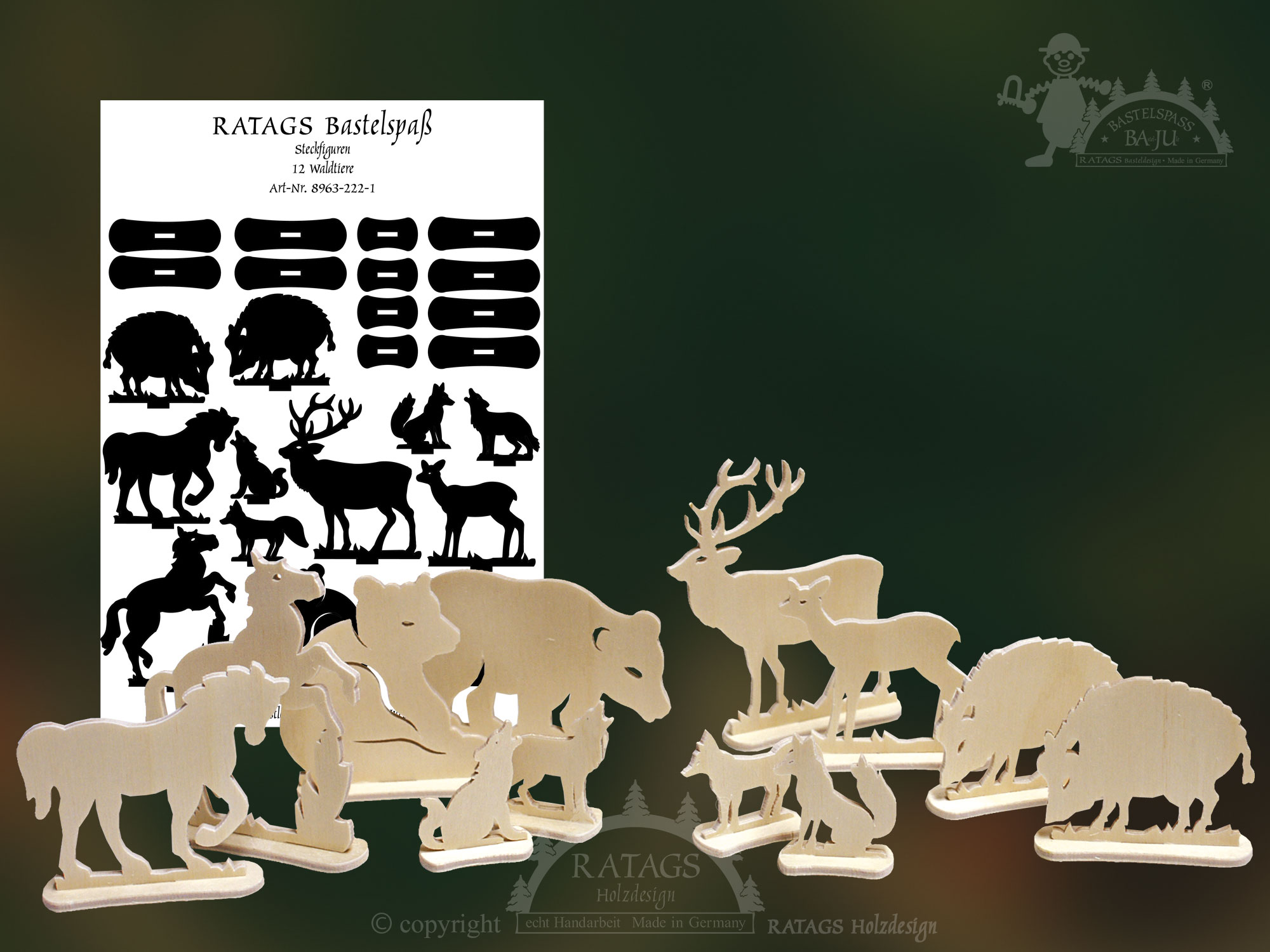 Cut-out figures for crafting, forest animals, for sawing out