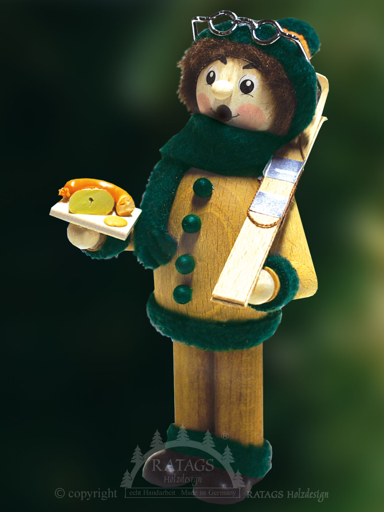 Glazed natural wood, ski boy