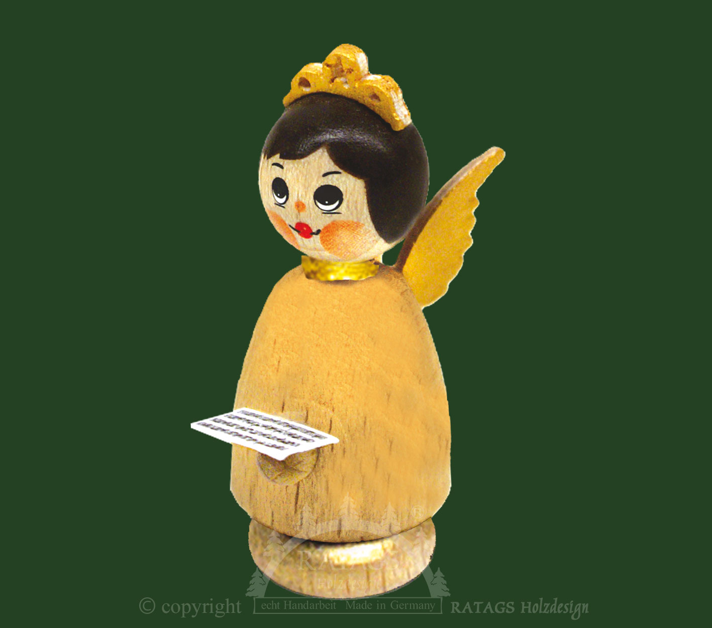 Figur, Engel klein mit Notenblatt, natur