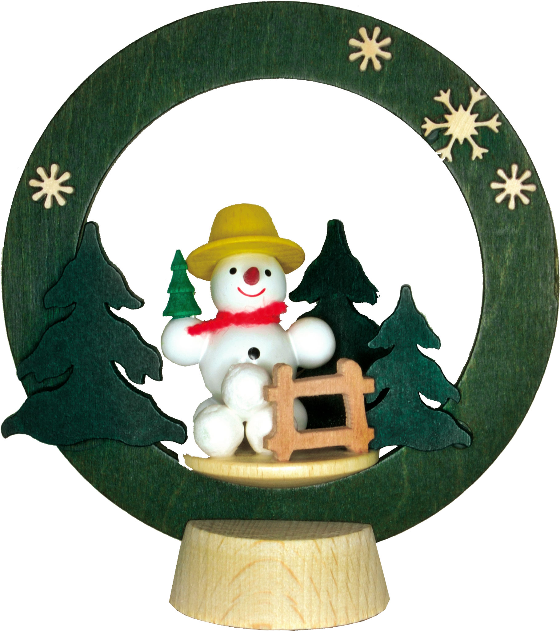 Base ring for crafting, snowman with fir tree