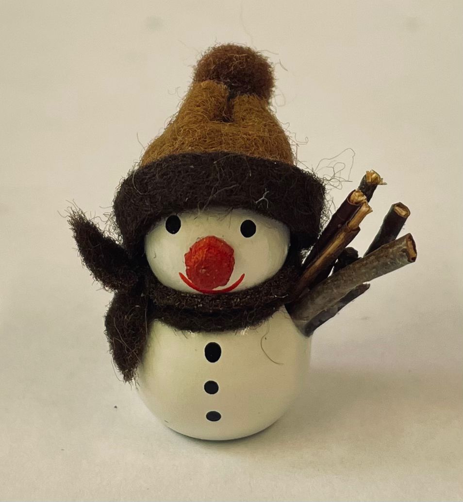 Mini Schneemann, weiß, weiße Mütze, 3,5 cm