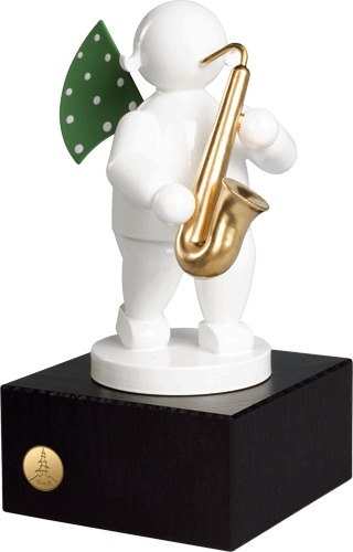 Engel mit Saxophon, auf kleinem Sockel
