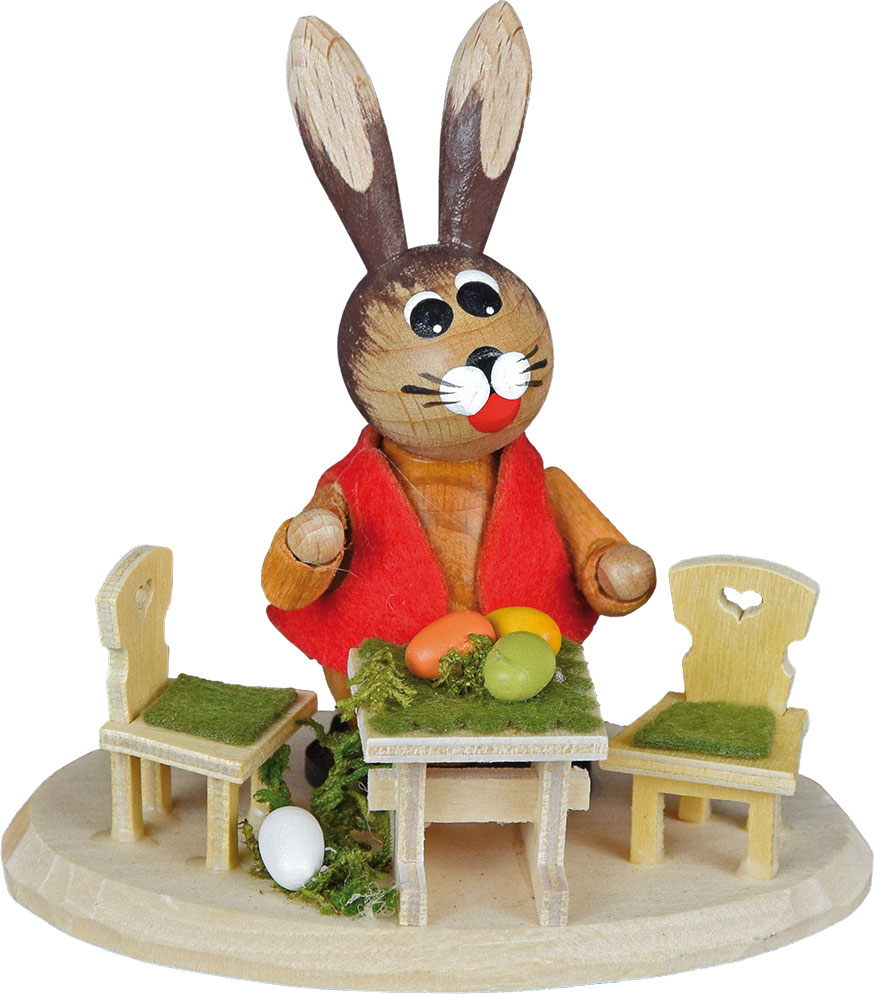 Rabbit meadow with bunnies at the table