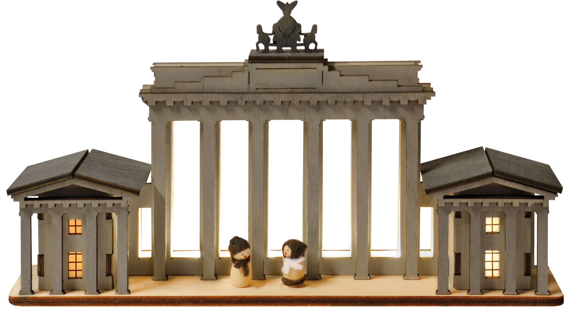 Brandenburger Tor, 2 Figuren, LED-Beleuchtung, grau Brandenburger Tor, 2 Figuren, LED-Beleuchtung, grau