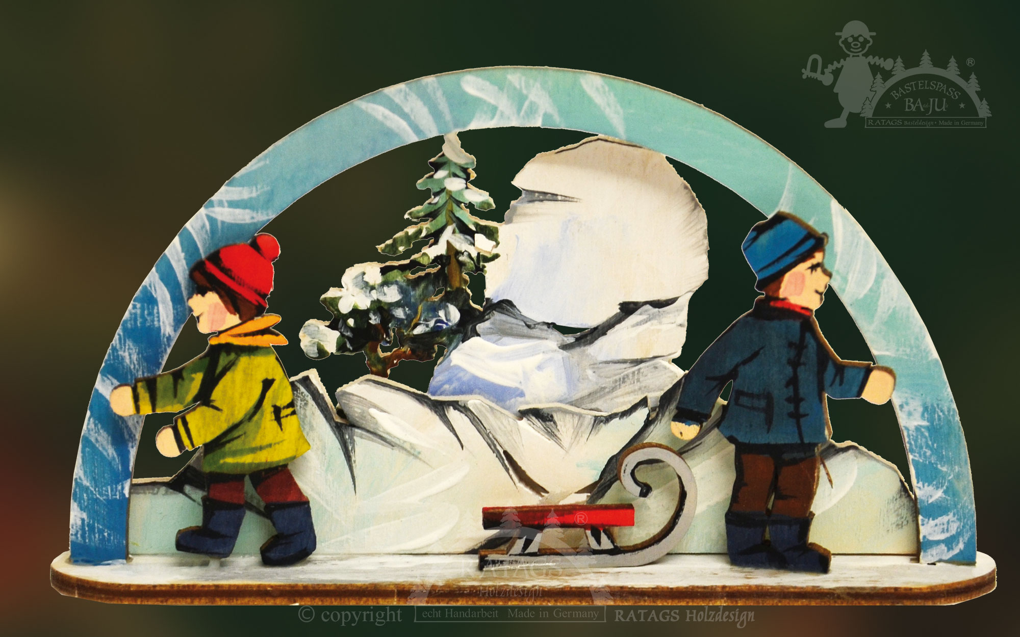 Mini candle arch for crafting sleigh ride