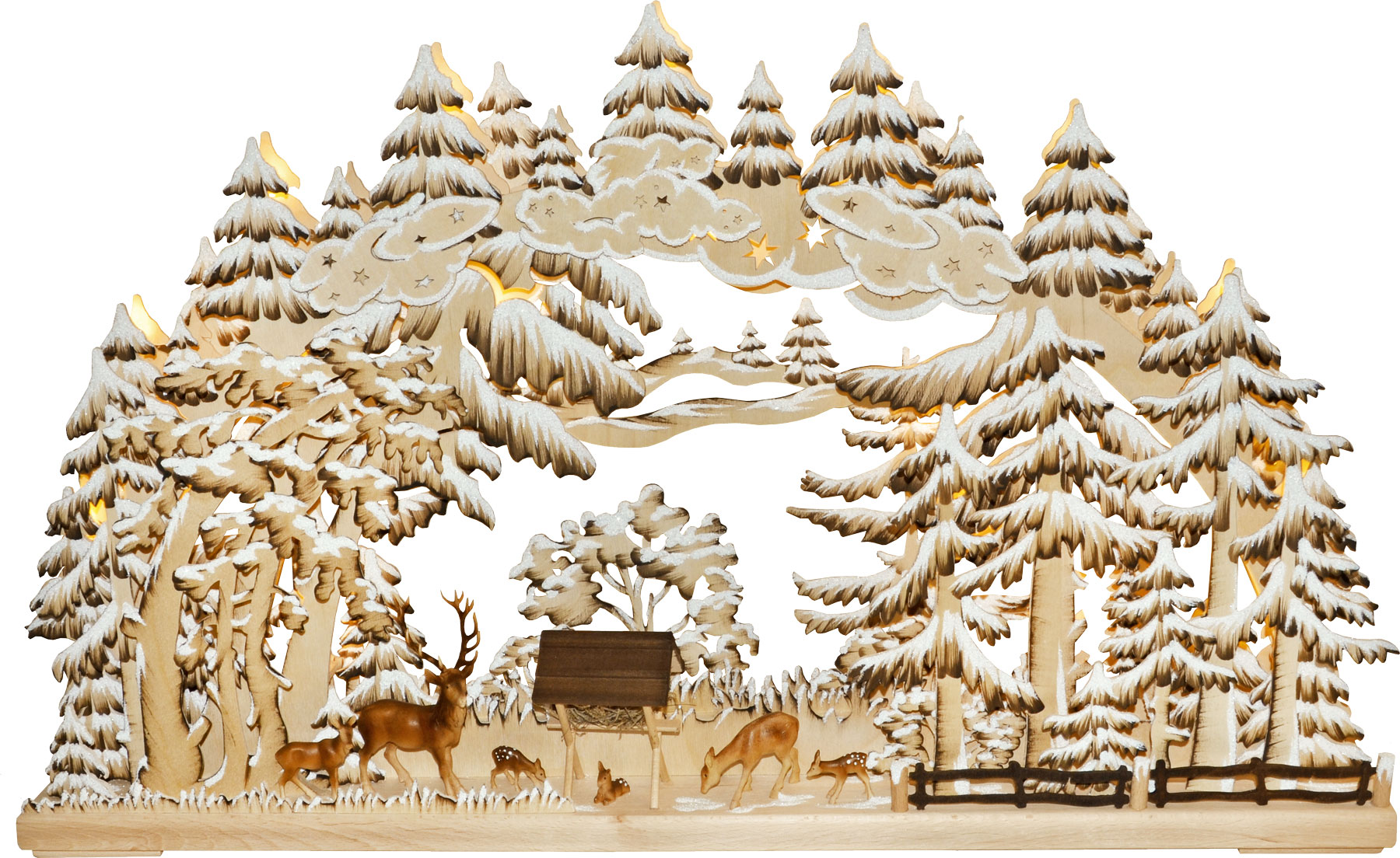 3D candle arch, large, deer in the forest, var. 3, hand-painted, brown, hoarfrost