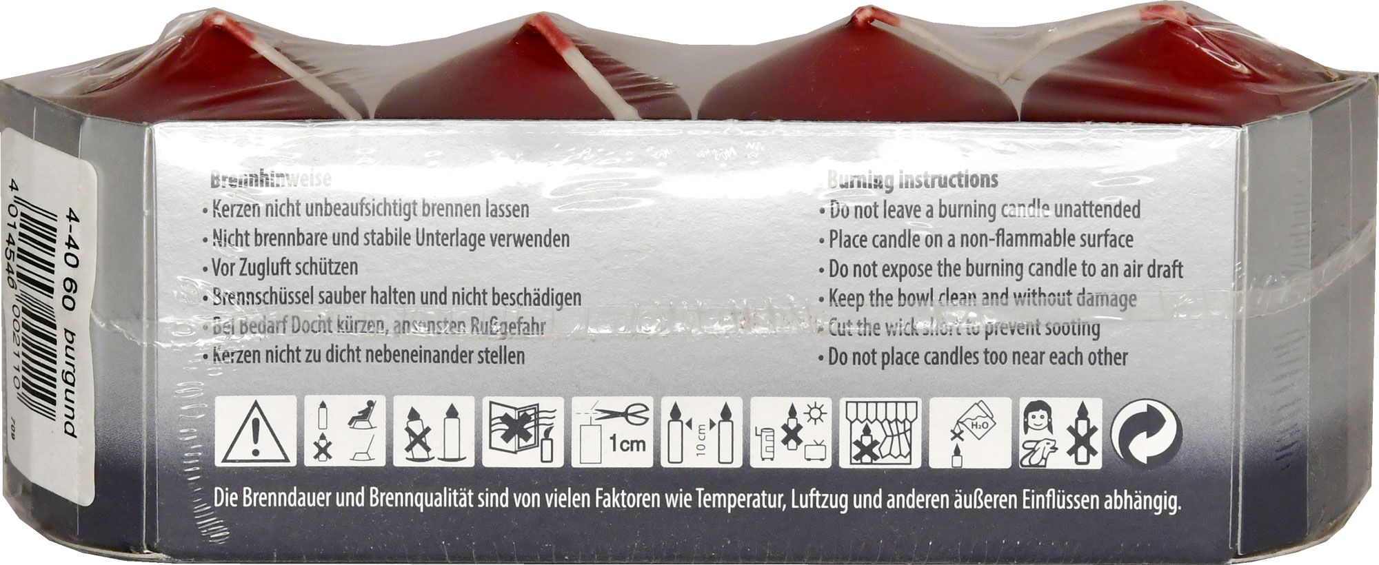 Stumpenkerzen 40/60 burgund 4er