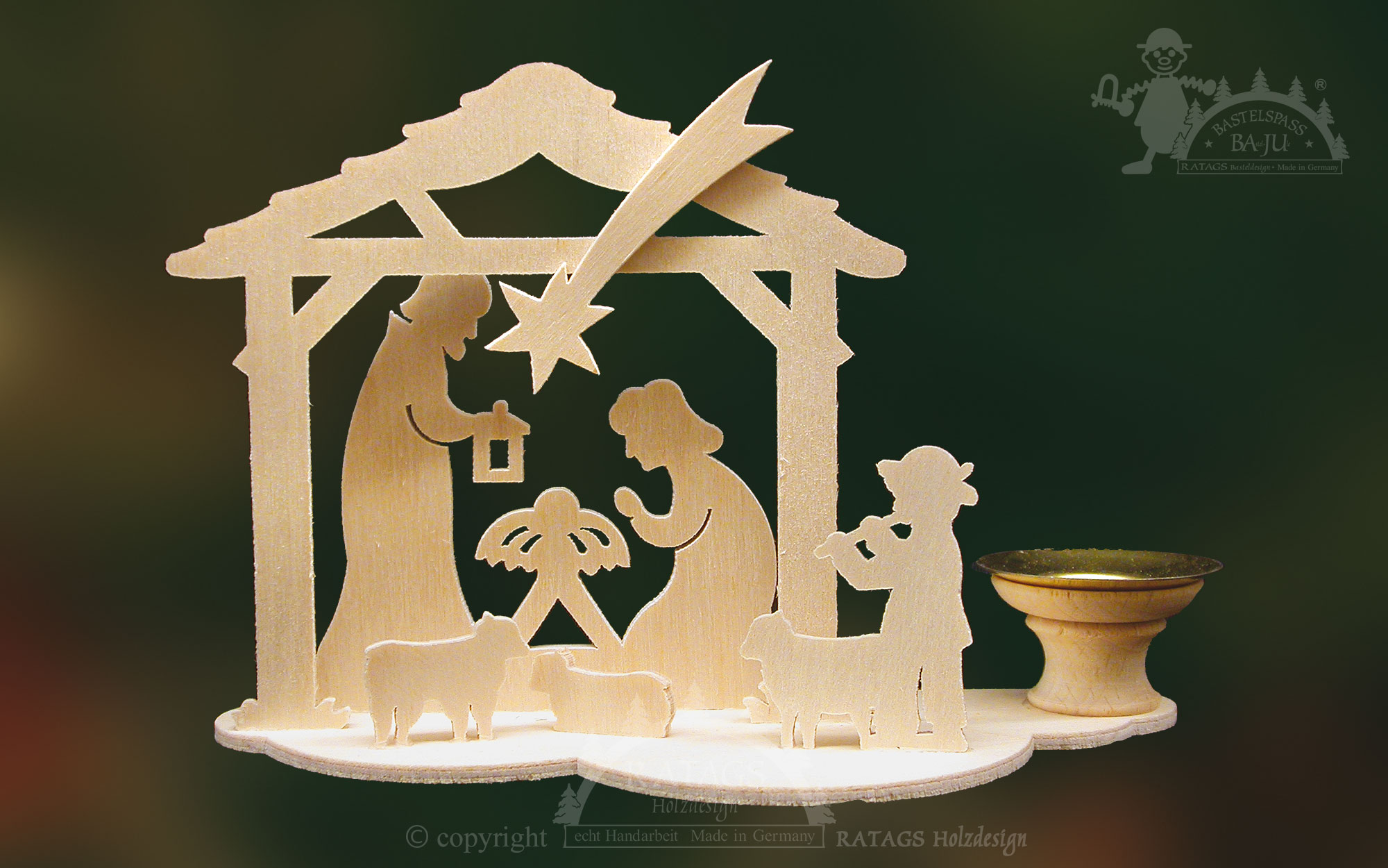Adornos de mesa para manualidades, belén serrado.