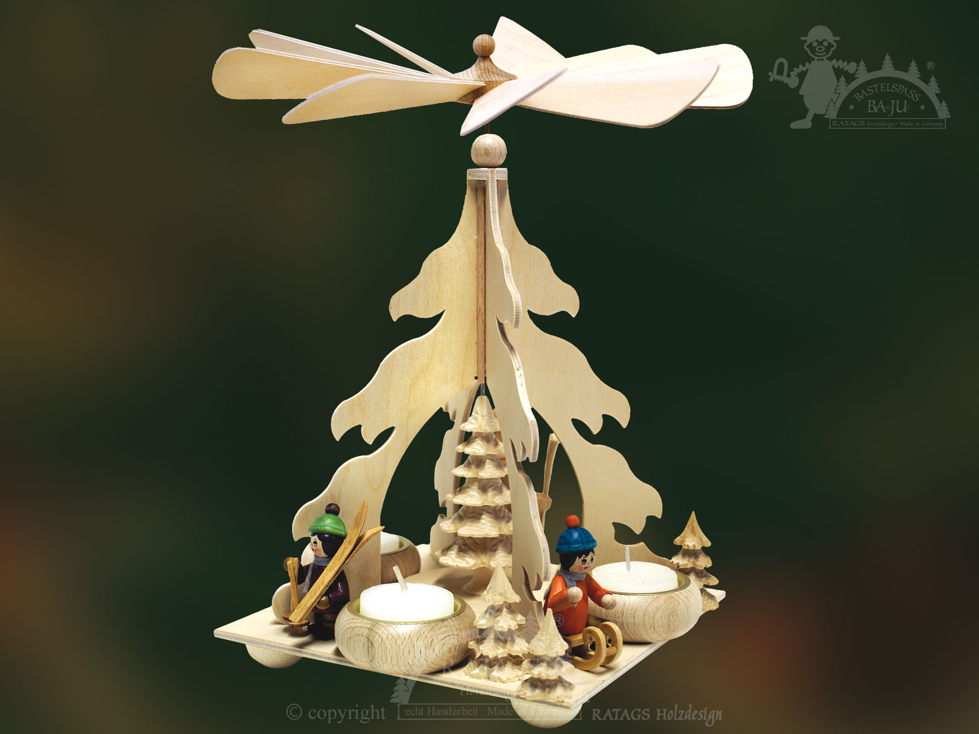 Craft set, tree pyramid, centre tree, carved