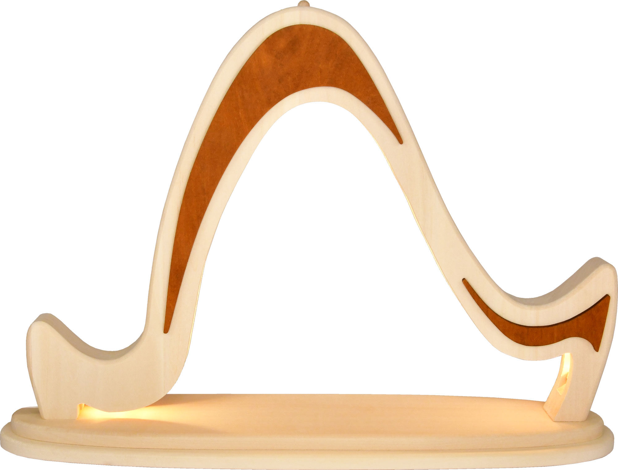 Solid wood arch, unfinished, with LED lighting, size 45 x 30 cm