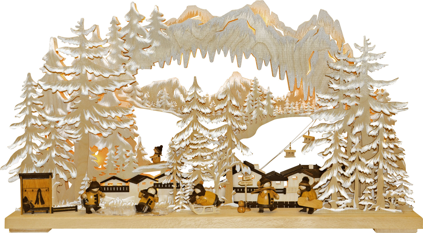 Large 3D Schwibbogen, ski station, hoarfrost