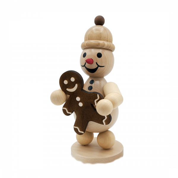 Snowman Junior with gingerbread man, medium, 20 cm