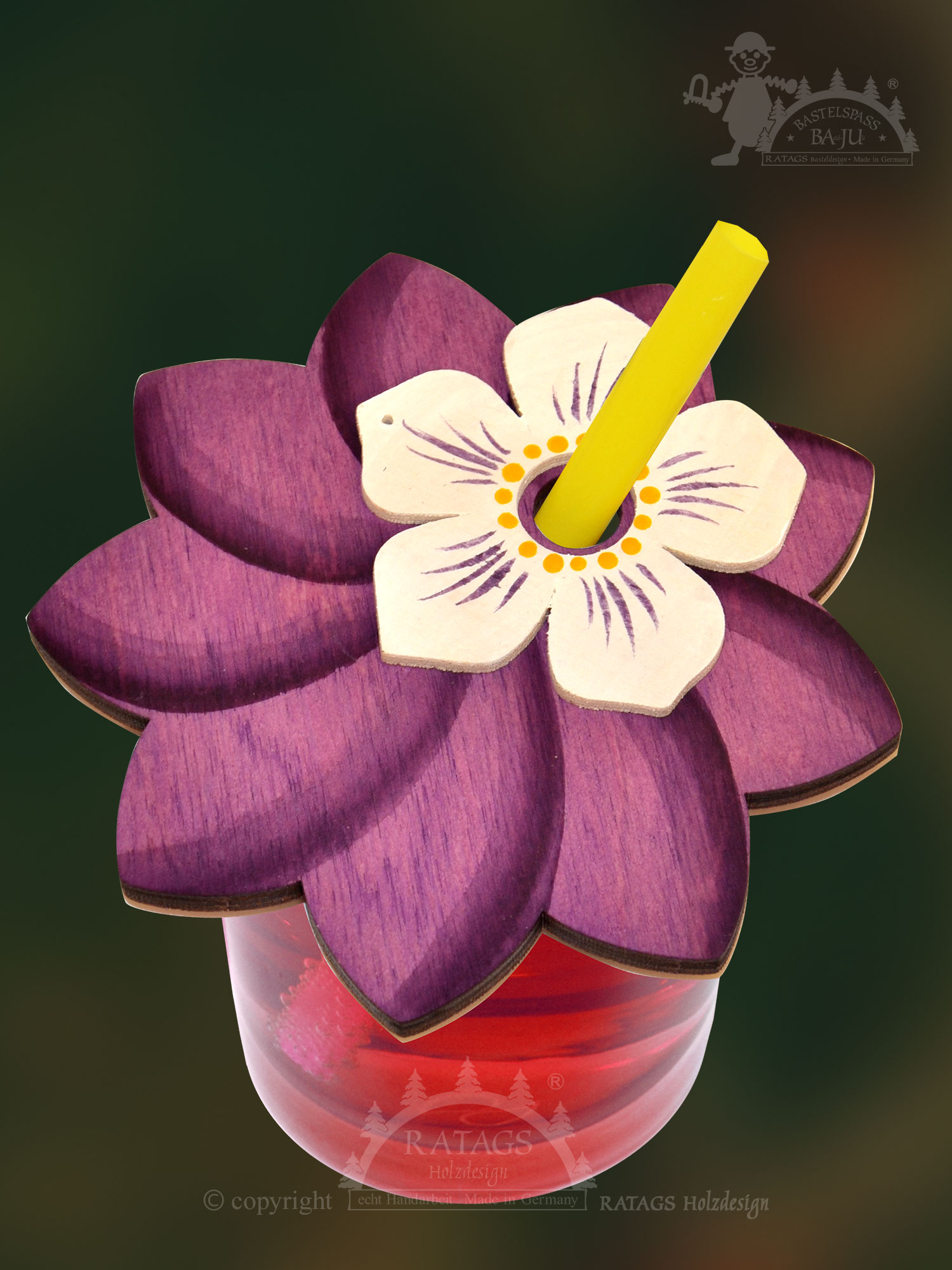 ドリンクカバー、尖った花の形モチーフの花