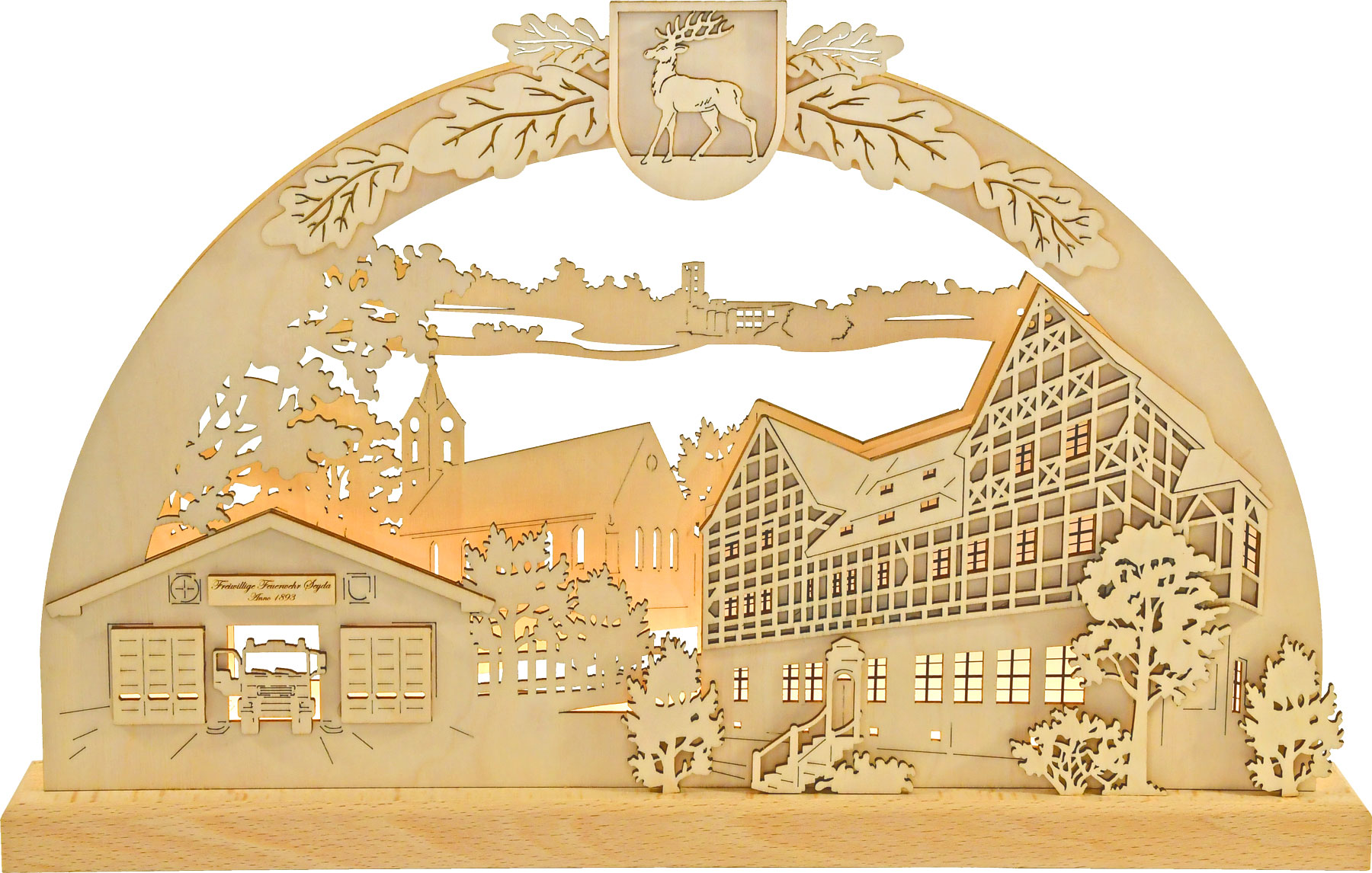 Small 3D candle arch, Seyda motif with coat of arms, LED strip