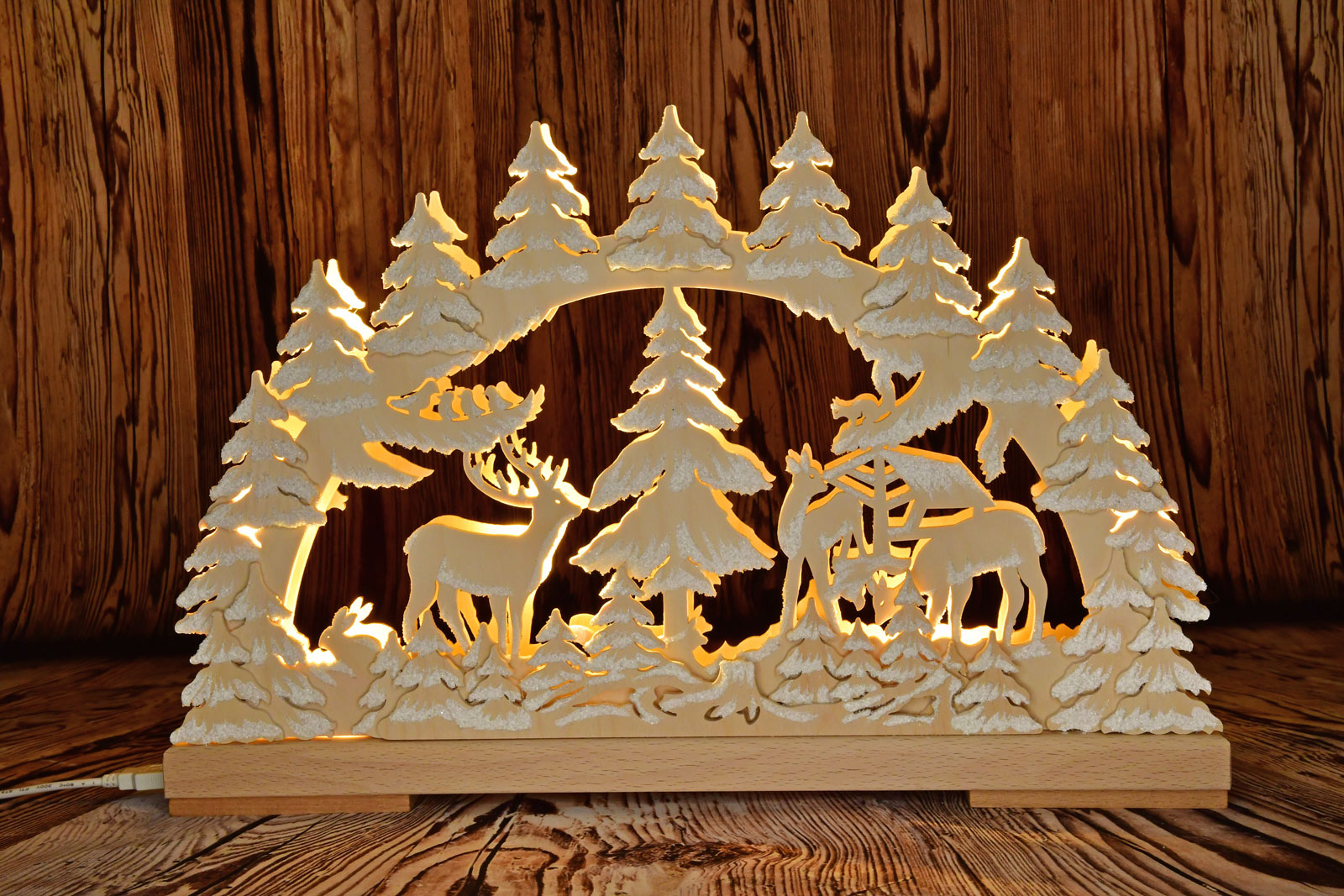Small candle arch, forest animals, hoarfrost, full USB