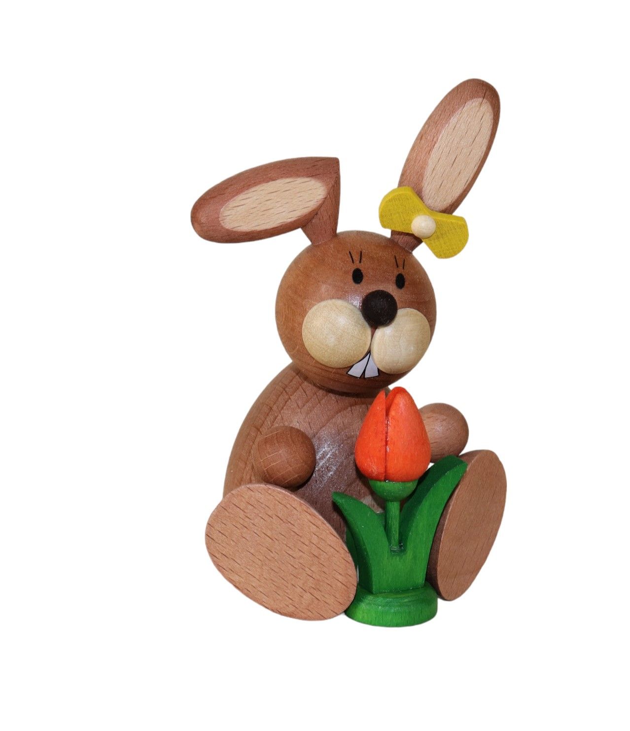Osterhäsin sitzend mit Tulpe 11 cm