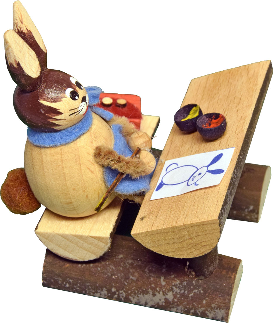 Easter bunny school, baby bunny with paintbrush