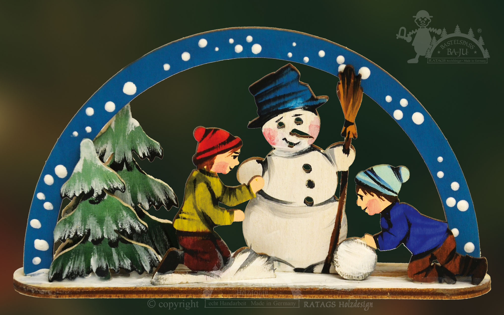 Mini-Schwibbogen zum Basteln Schneemannbau