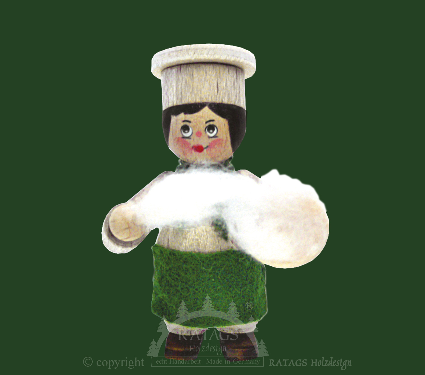 Figure, baker with bowl and dough, stained white