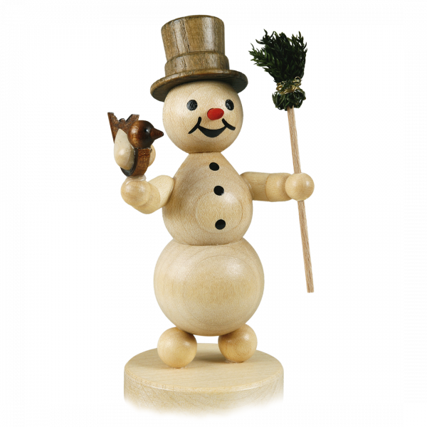 Snowman "with broom and bird" Base 12 cm