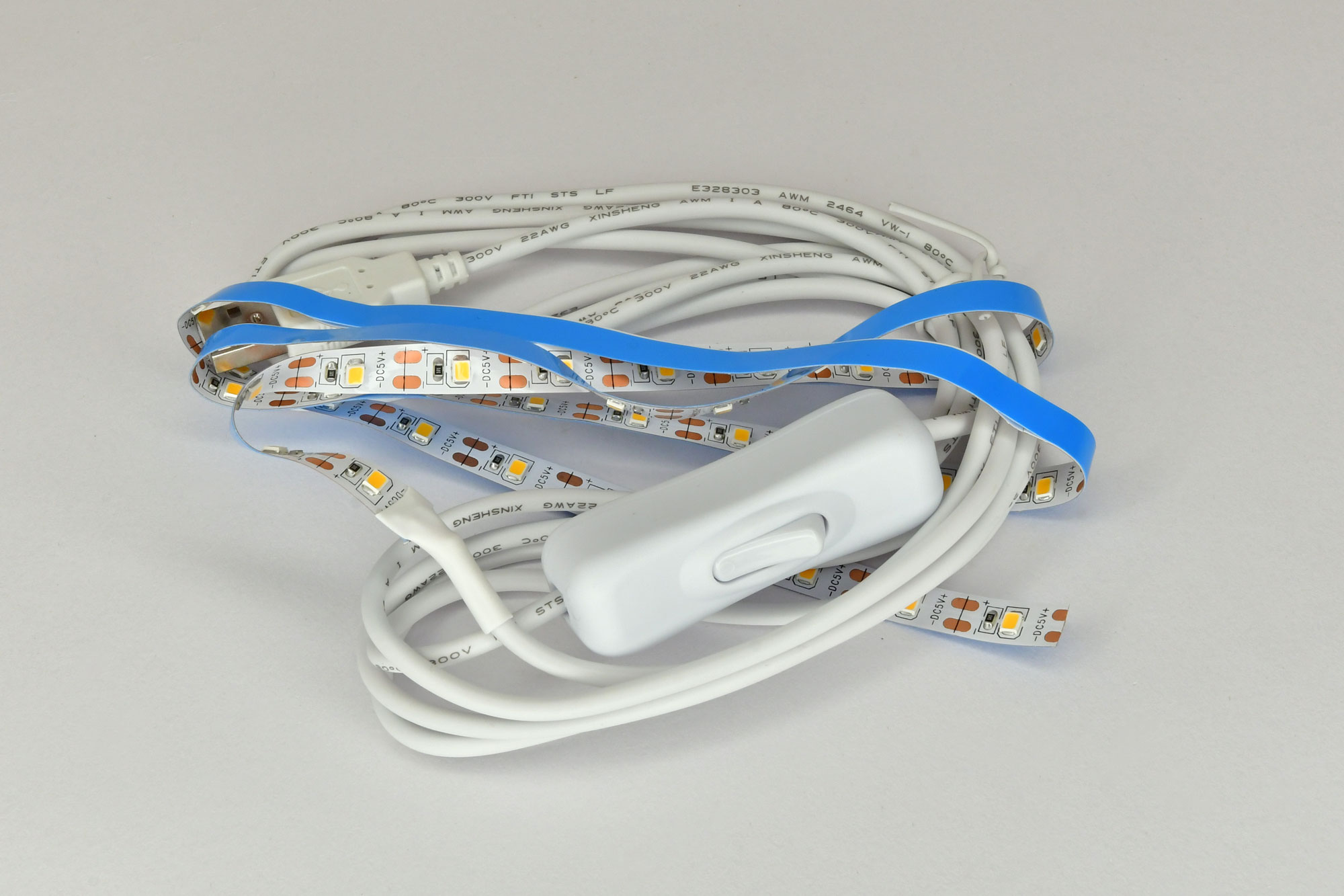 USB LED-stribe, længde 80 cm, halv-USB, kabel 2 meter, IP20, USB-stik mnl.