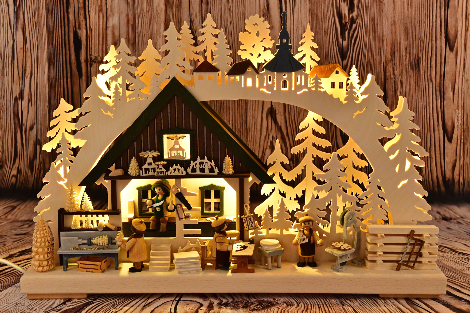 Small 3D Schwibbogen, handicraft from the Ore Mountains