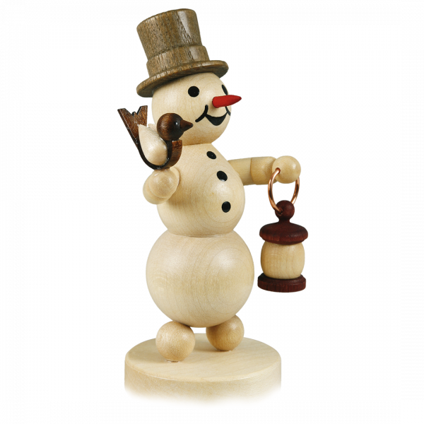 Schneemann "mit Laterne und Vogel" Sockel 12 cm