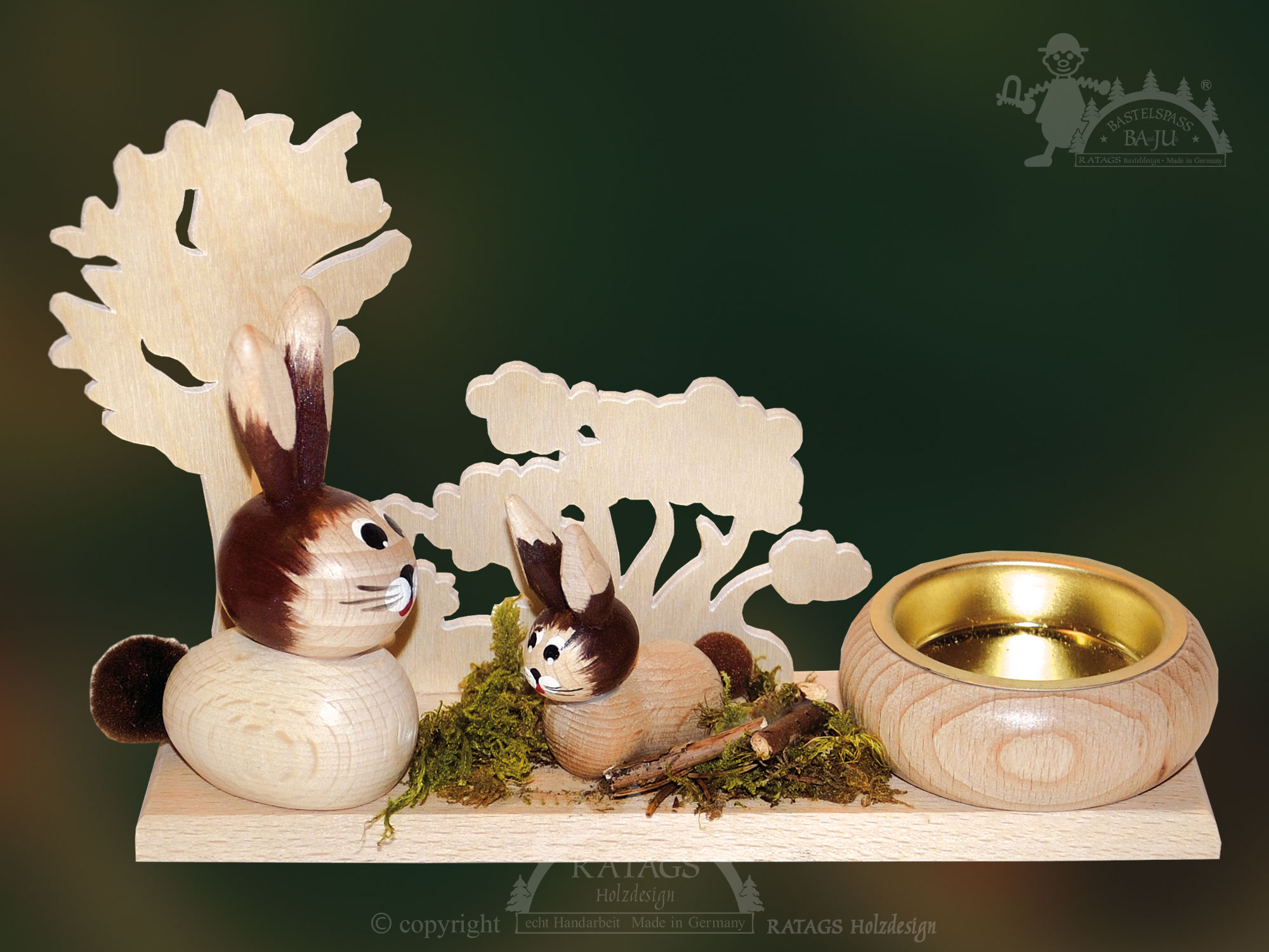 Candle holder for crafting, 2 sitting bunnies TL