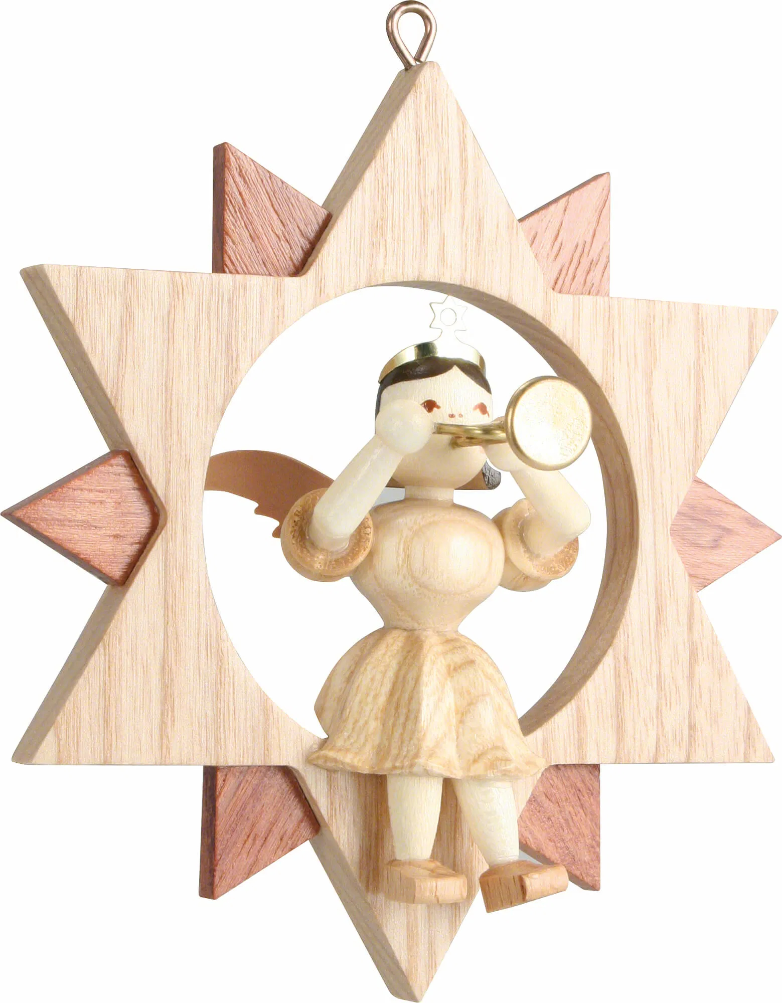 Angel in a star, trumpet 9 cm