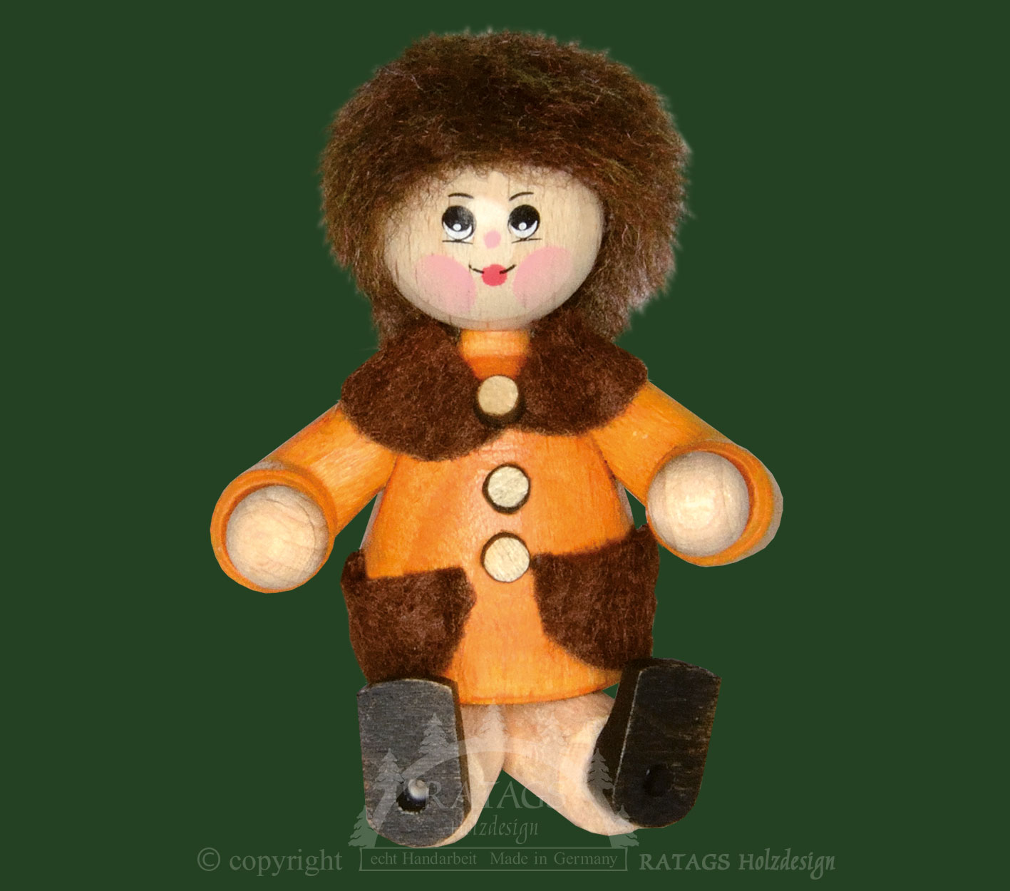 Sammler-Püppchen, Mädchen sitzend, gelb/braune Jacke Sammler-Püppchen, Mädchen sitzend, gelb/braune Jacke