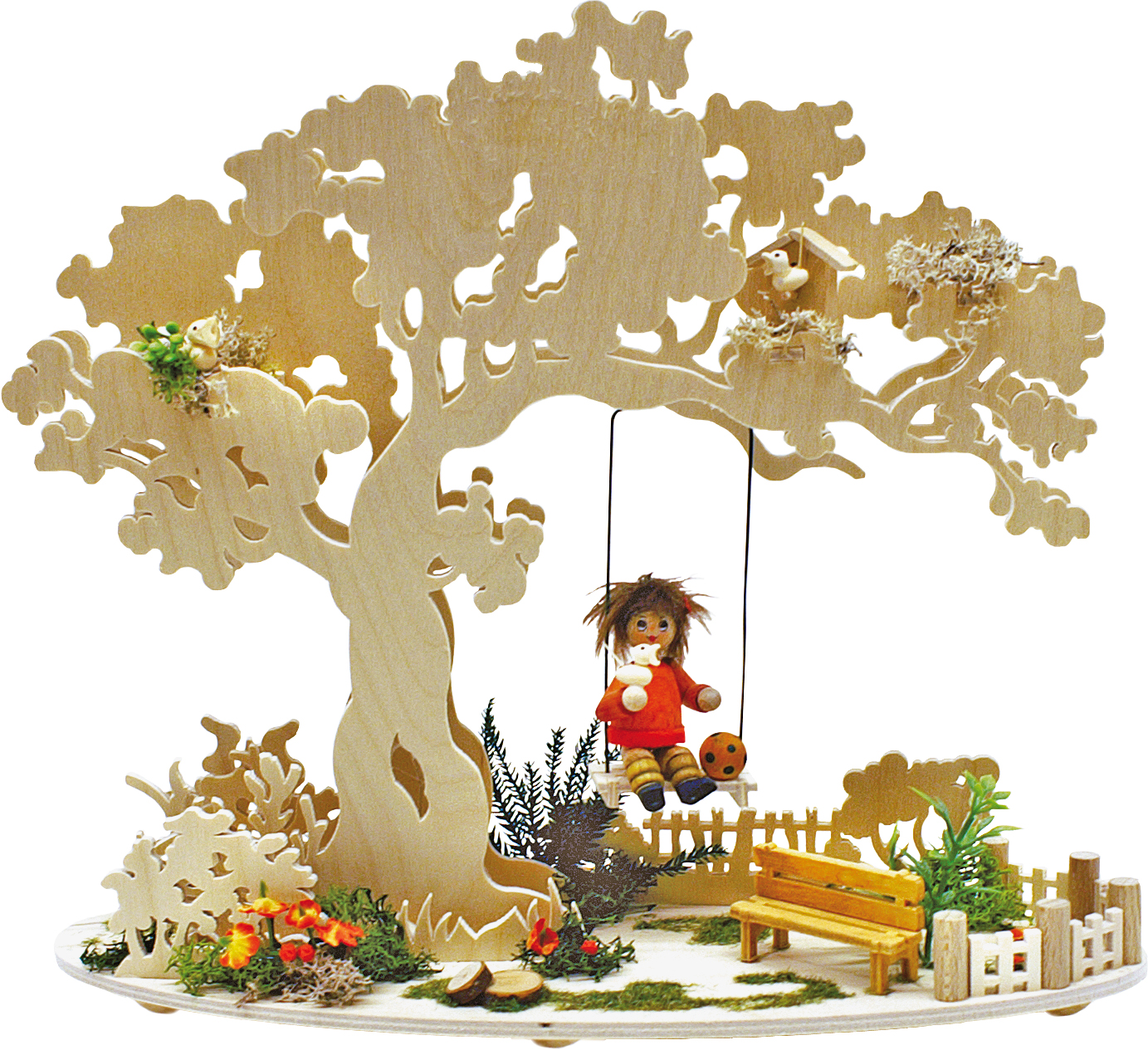 Easter tree swing, spring awakening, girl on a swing