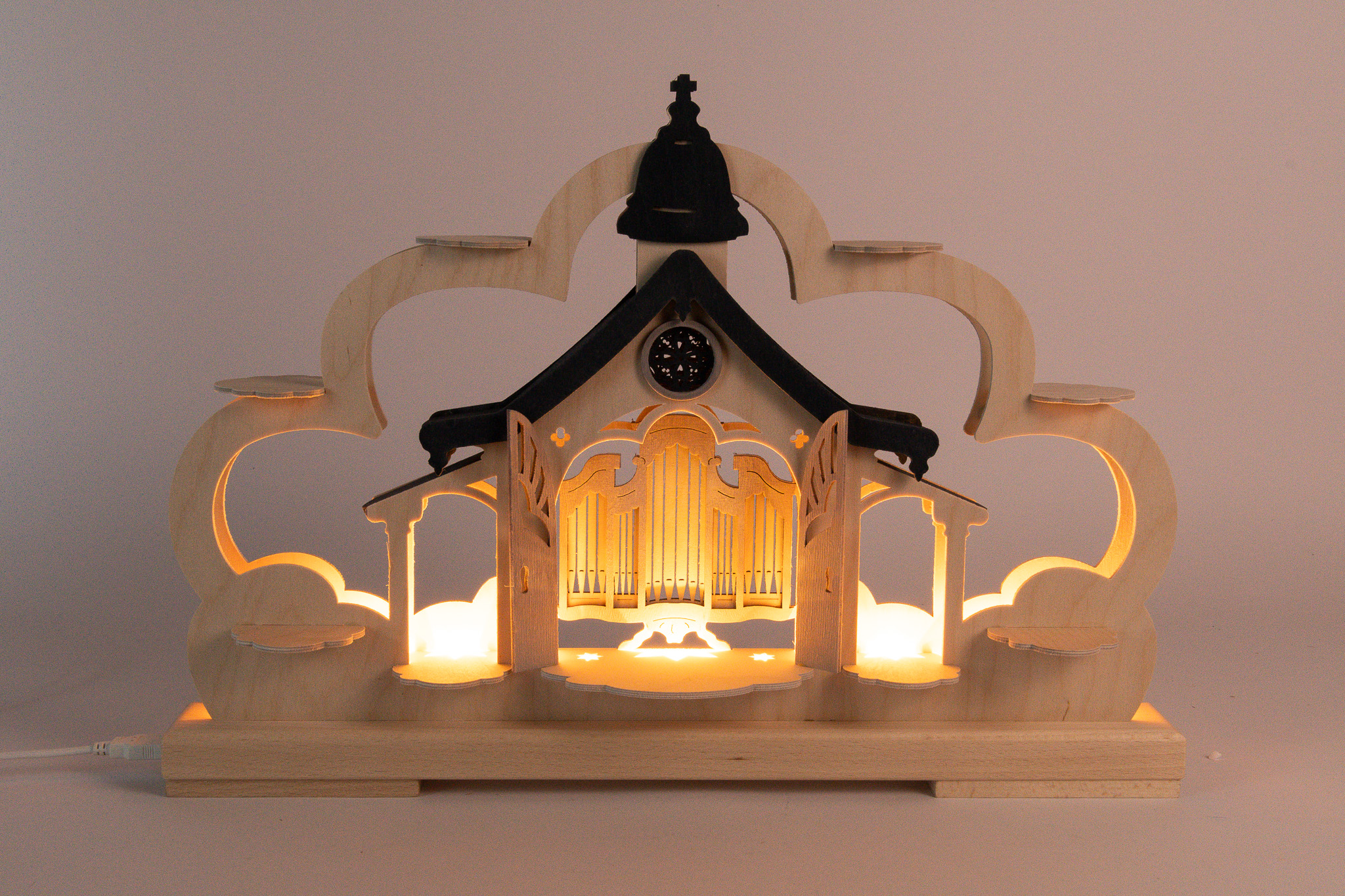 Schwibbogen kl., Kirche blau für Sammlerfiguren
