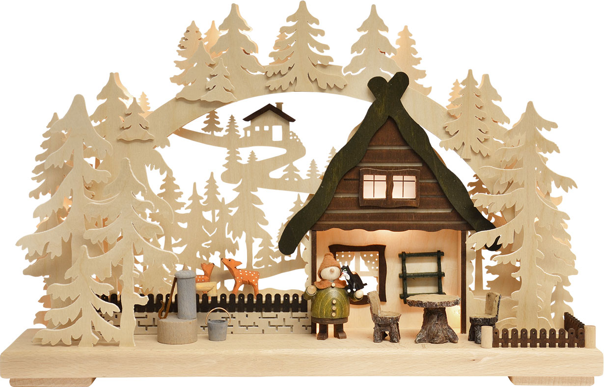 3D candle arch, small, cottage in the clearing