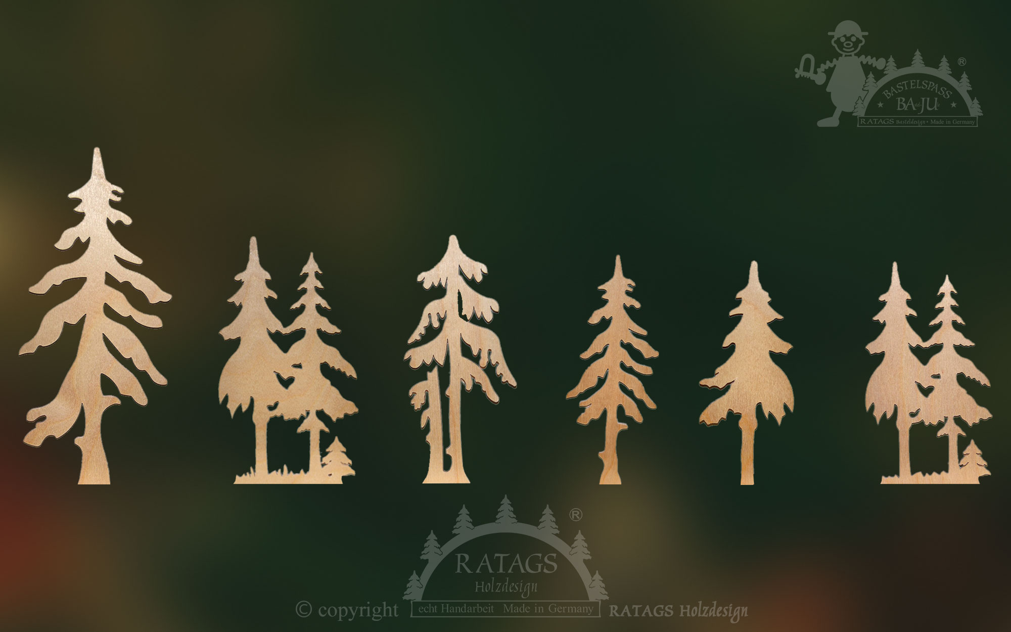 Trees for crafting, set of 6 12.5 to 19.5