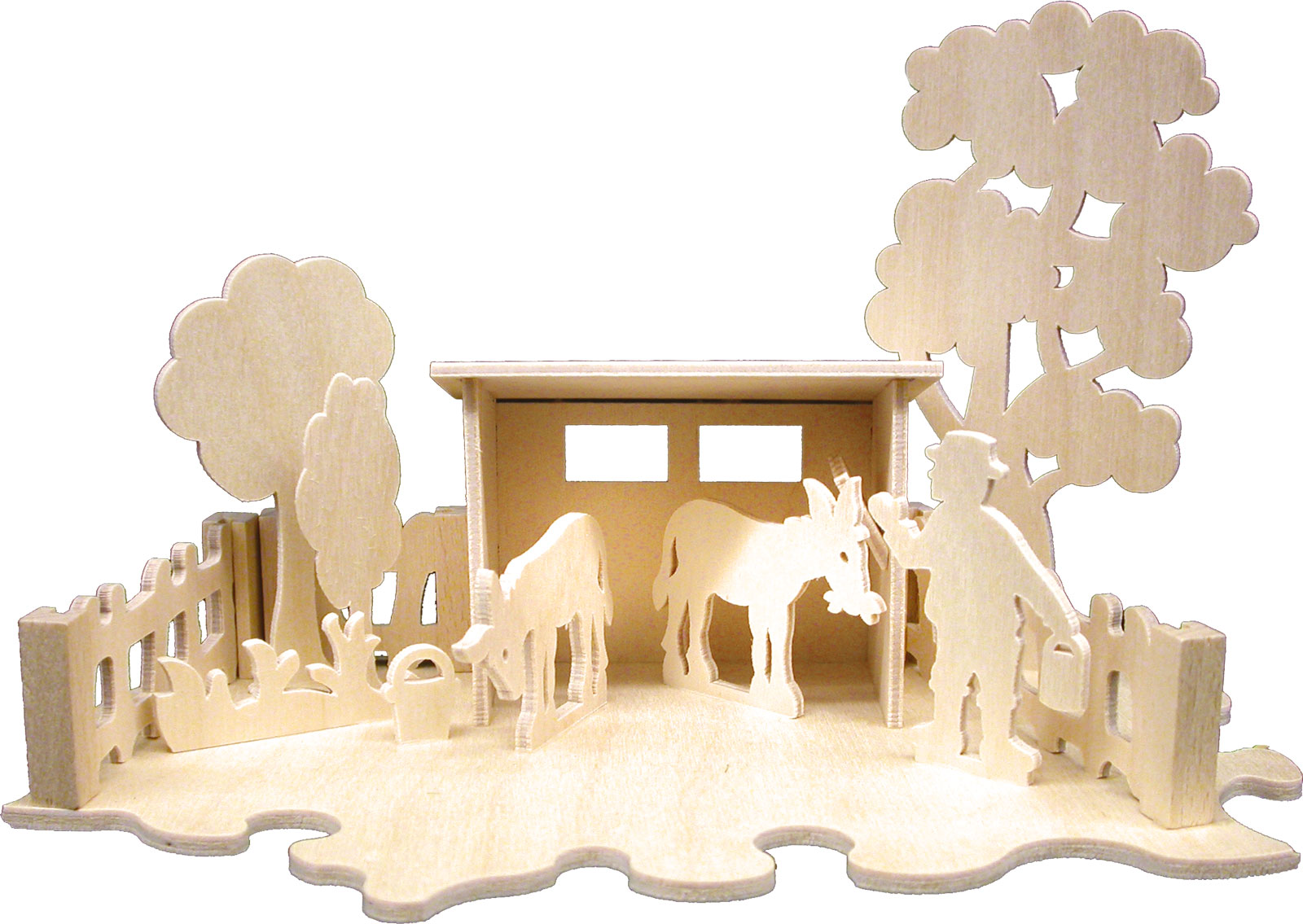 Puzzle Eselhof, zum Basteln, Stall