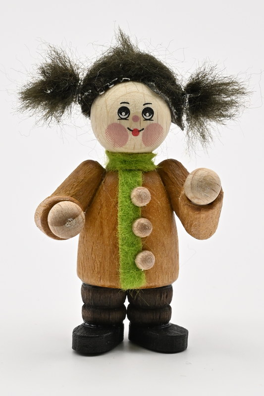 Collector's doll, H 5 cm figure, girl with green scarf