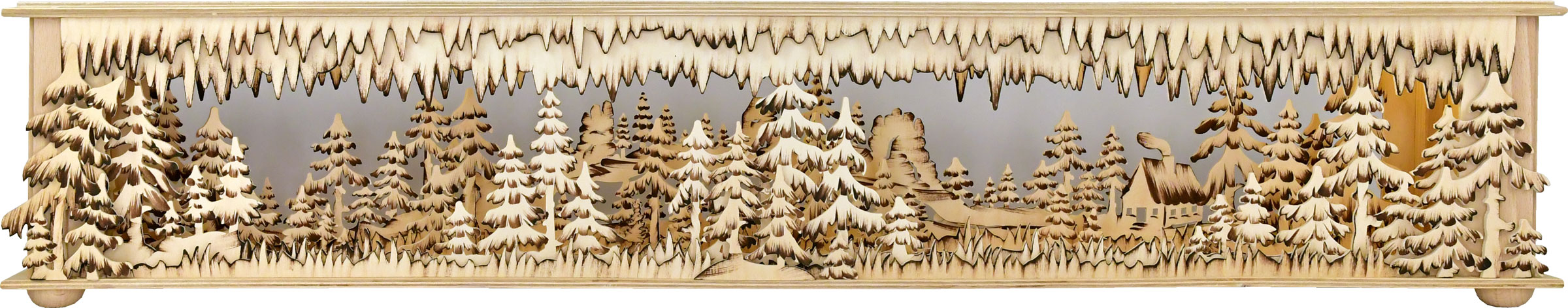 Luminária grande, floresta, montanhas de arenito pintadas à mão em marrom