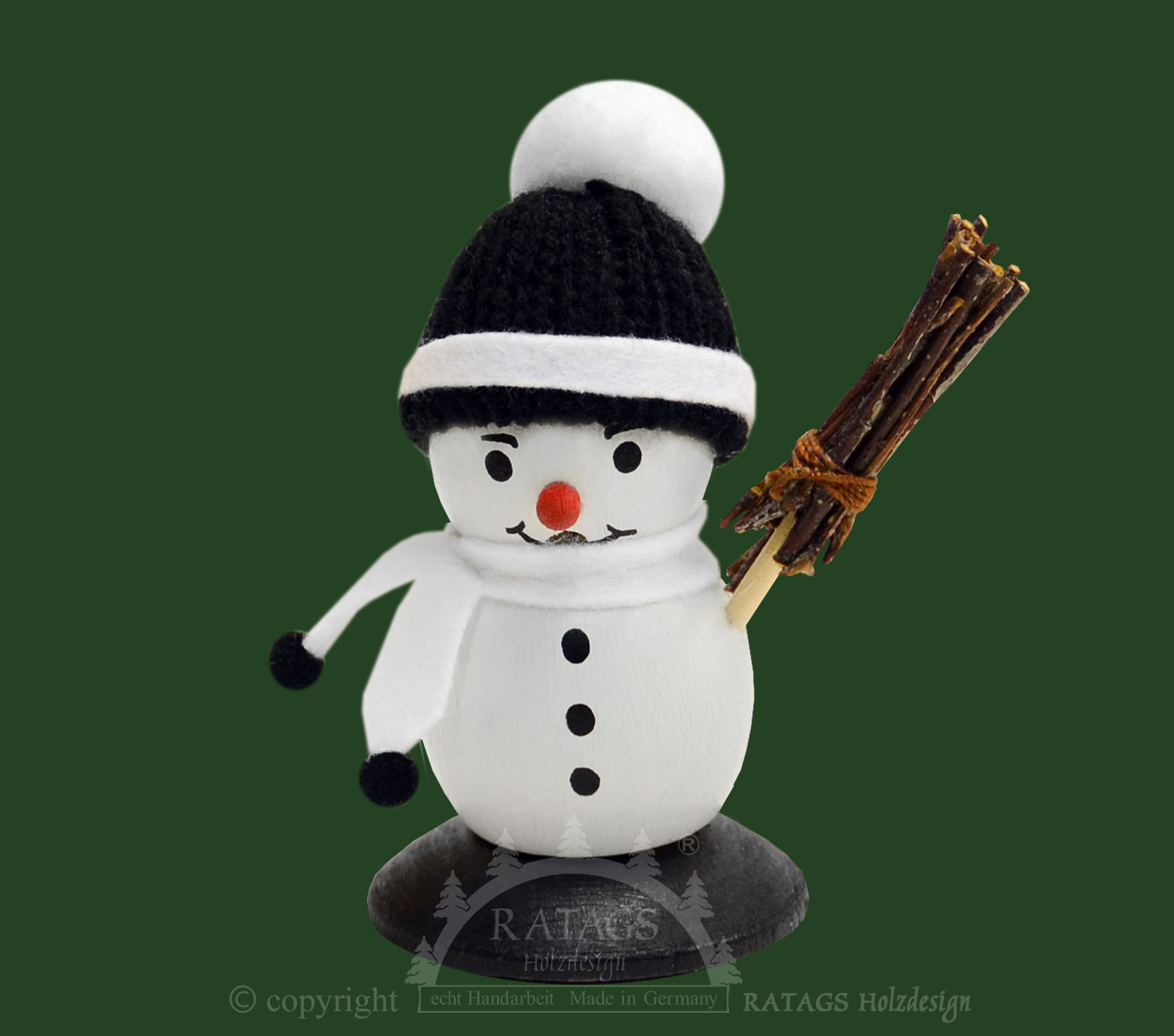 MiniRäuchermännchen, Schneemann mit Besen MiniRäuchermännchen, Schneemann mit Besen