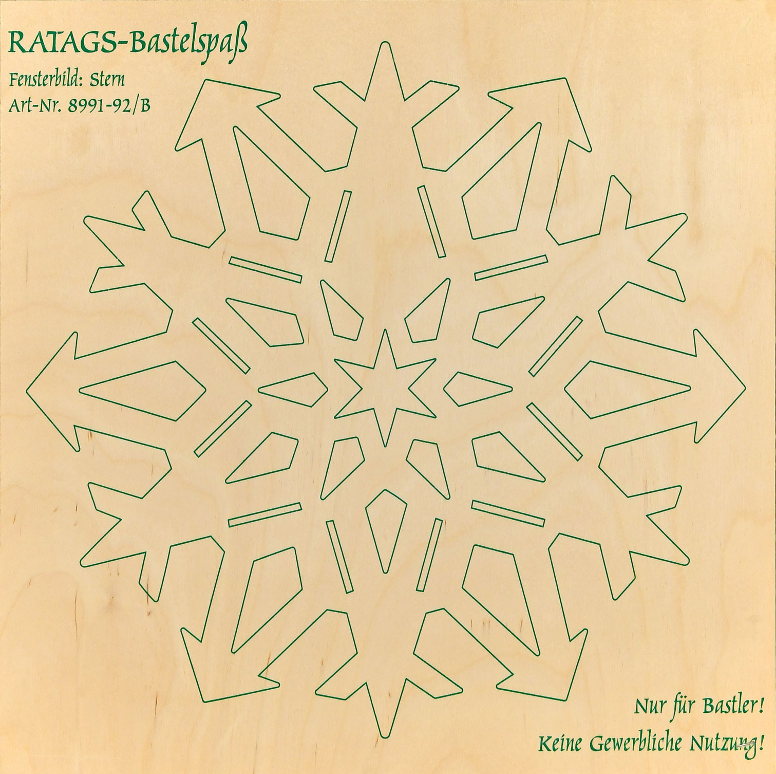 2 motif plywood panels, window picture, star, for sawing out yourself